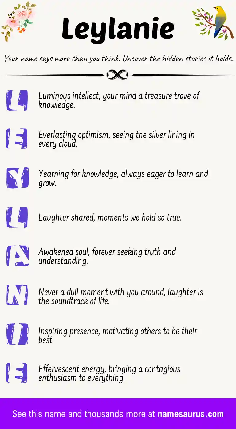 Acrostic poem about Leylanie.