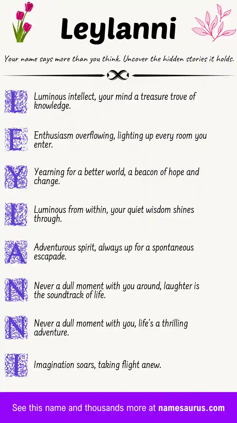 Acrostic poem about Leylanni.