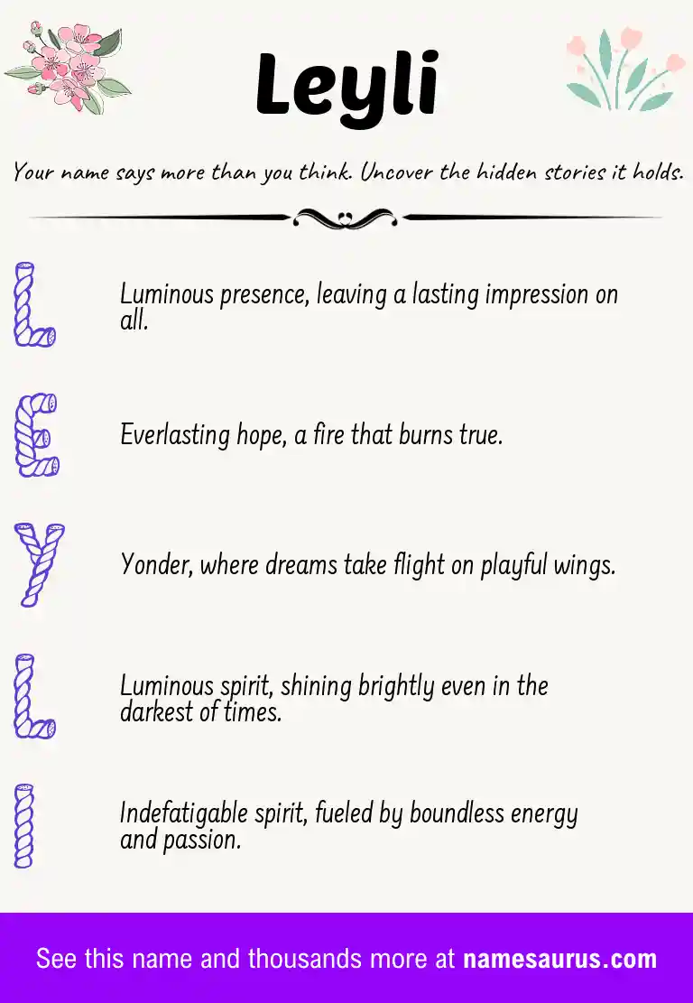 Acrostic poem about Leyli.