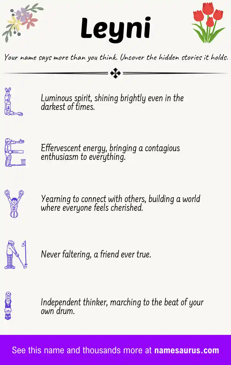 Acrostic poem about Leyni.
