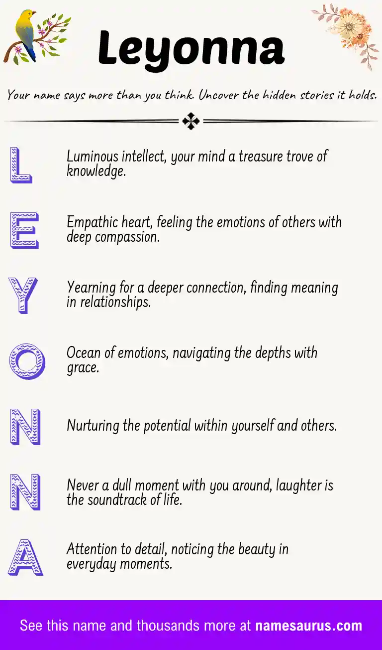Acrostic poem about Leyonna.