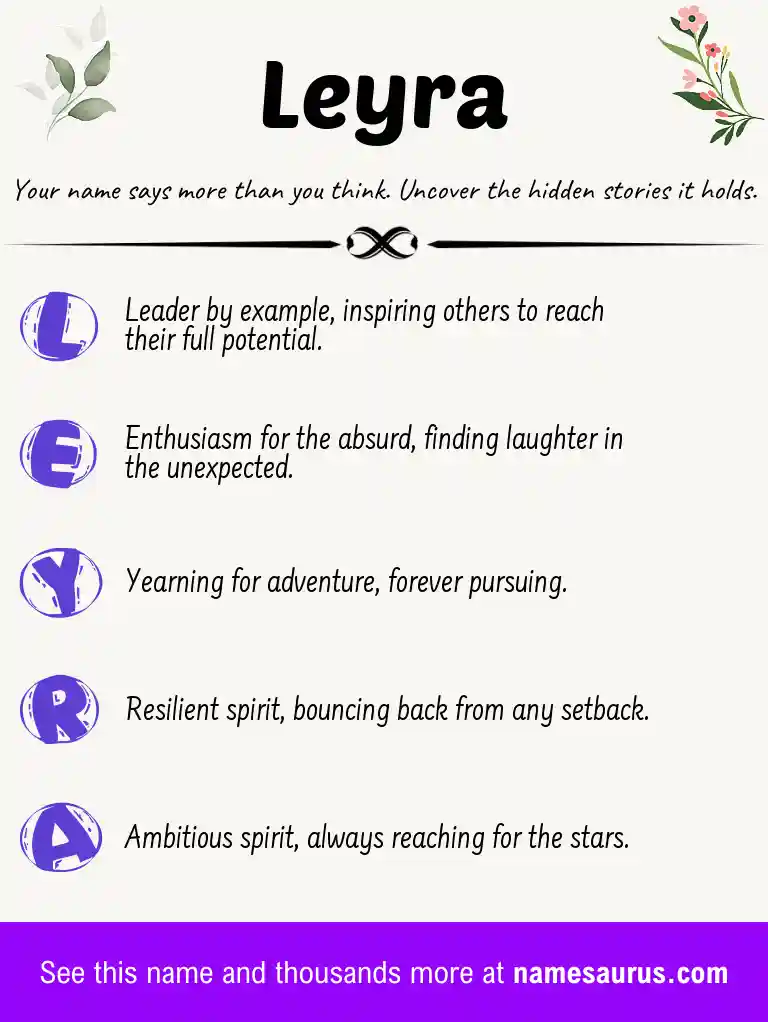 Acrostic poem about Leyra.