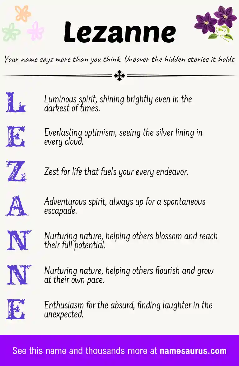 Acrostic poem about Lezanne.