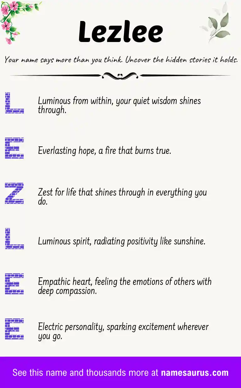 Acrostic poem about Lezlee.