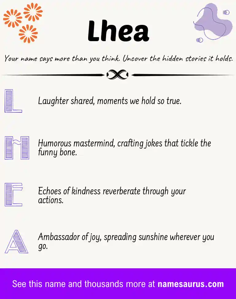 Acrostic poem about Lhea.