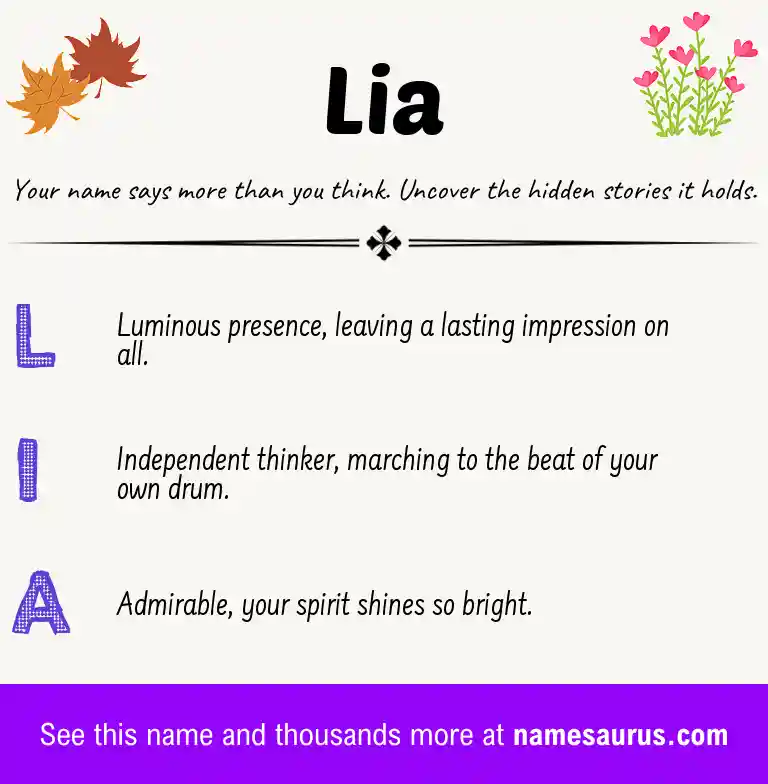 Acrostic poem about Lia.