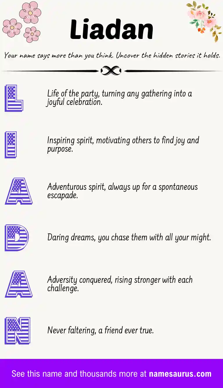 Acrostic poem about Liadan.