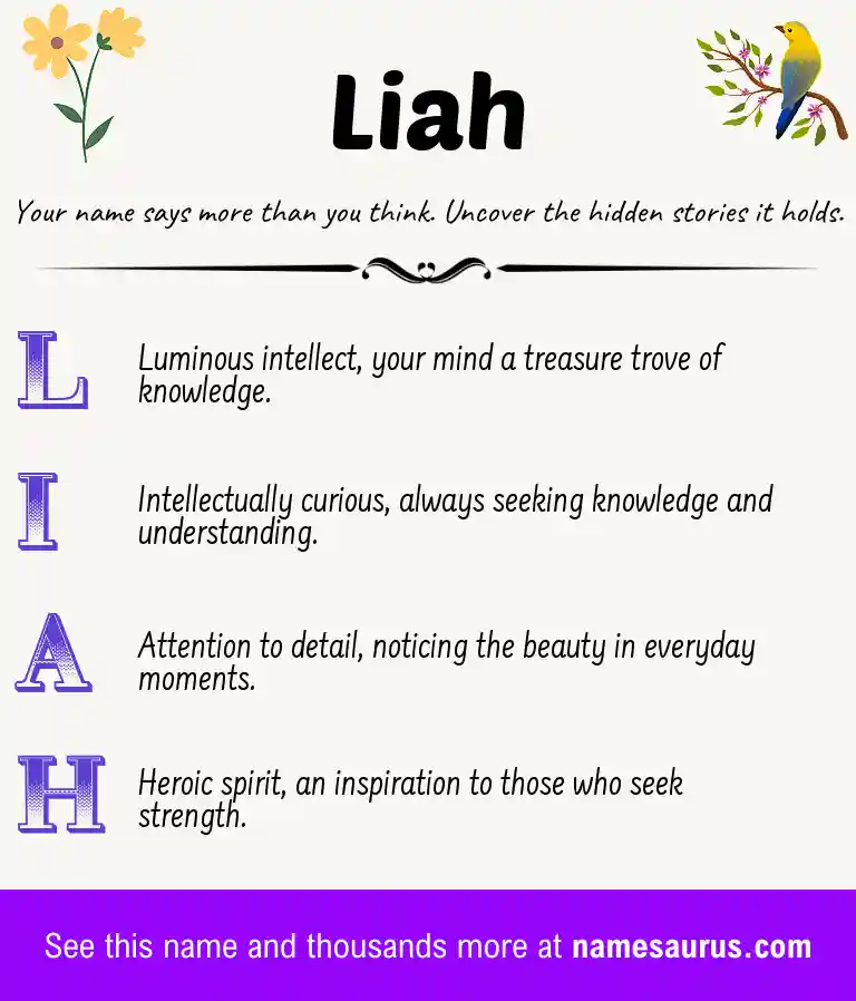 Acrostic poem about Liah.