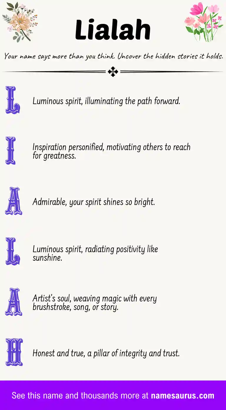 Acrostic poem about Lialah.