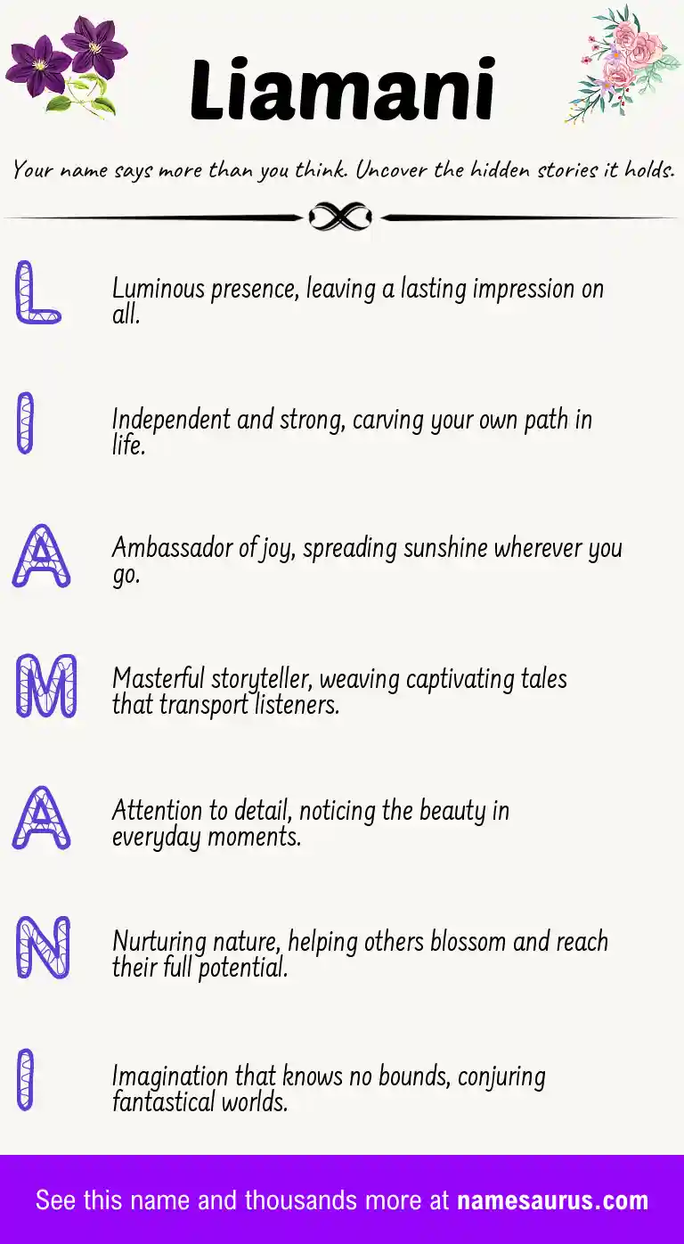 Acrostic poem about Liamani.