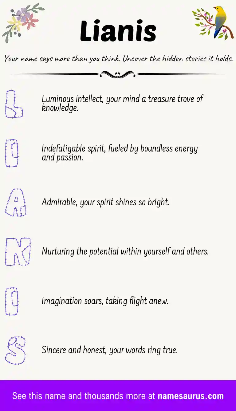 Acrostic poem about Lianis.