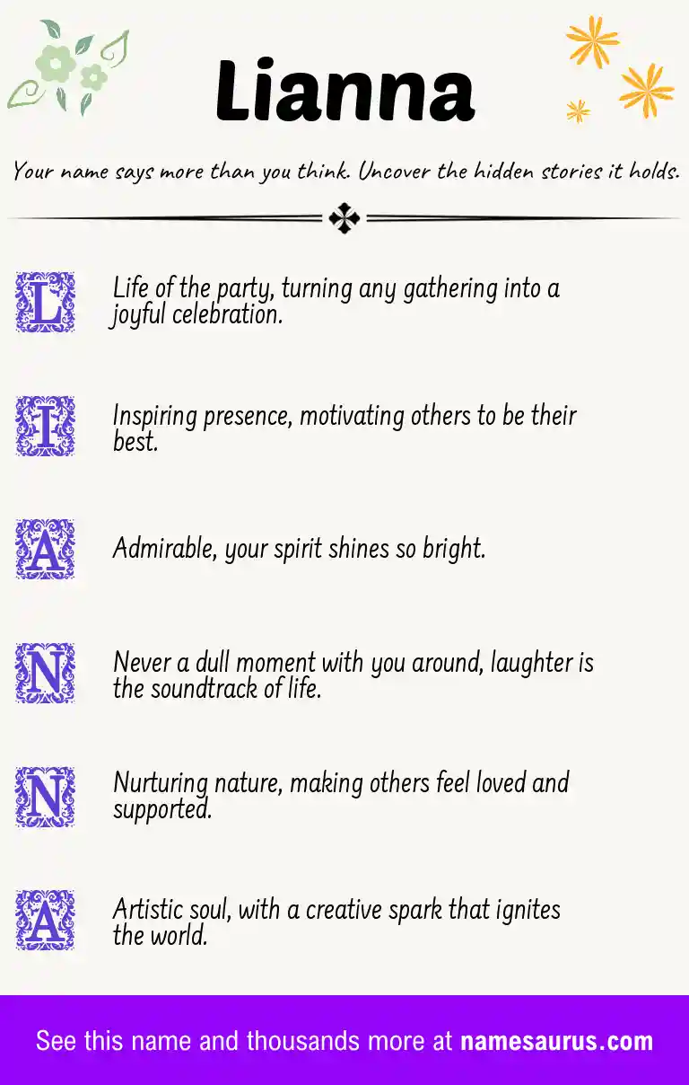 Acrostic poem about Lianna.