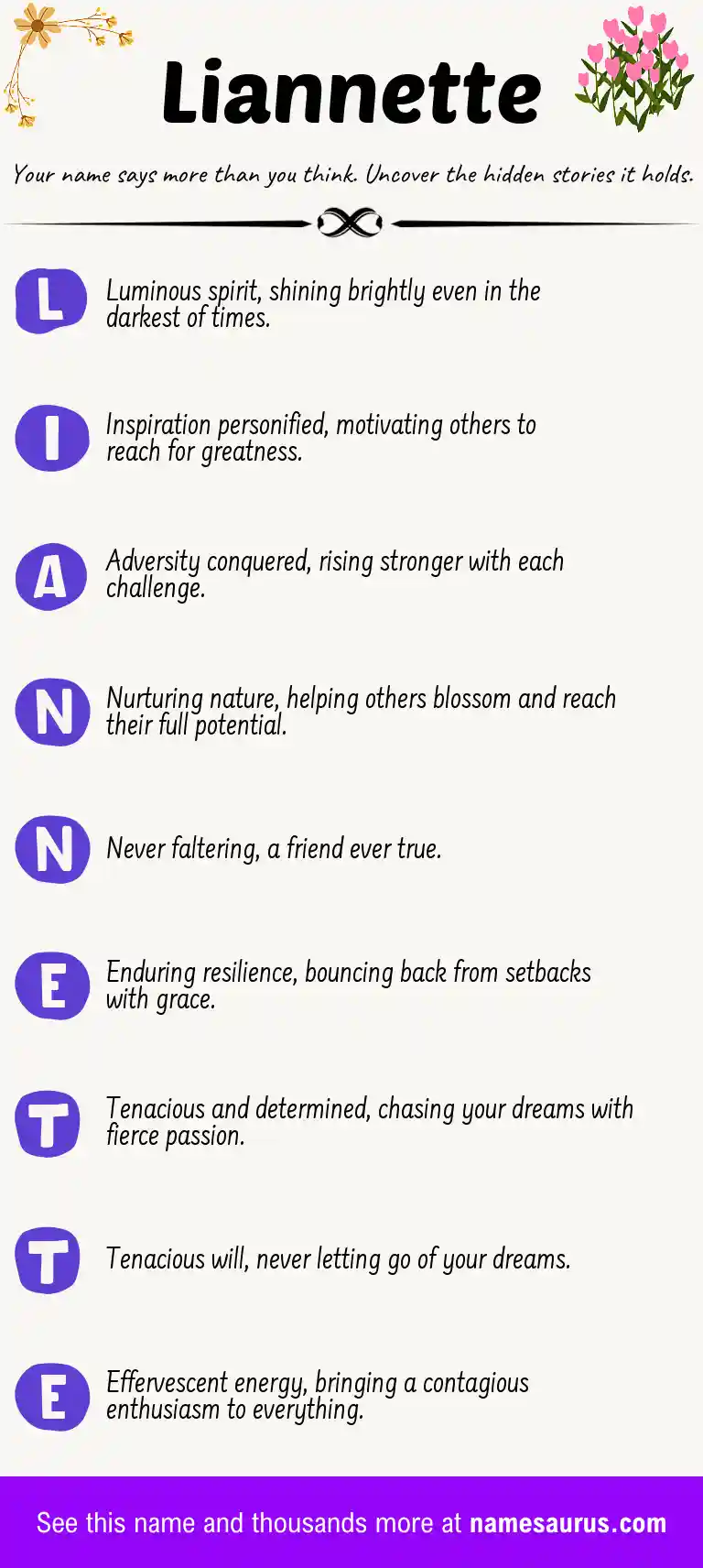 Acrostic poem about Liannette.