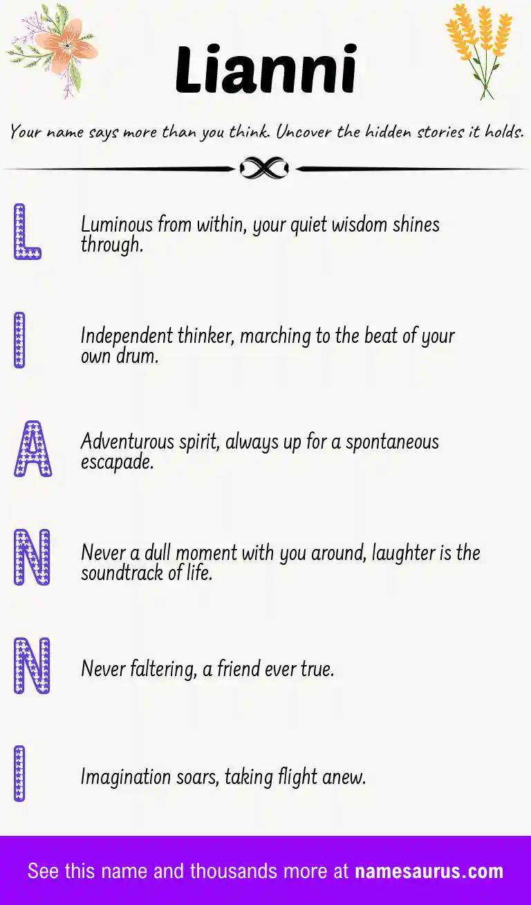 Acrostic poem about Lianni.