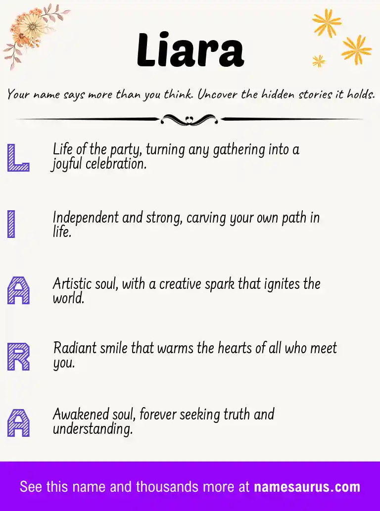 Acrostic poem about Liara.