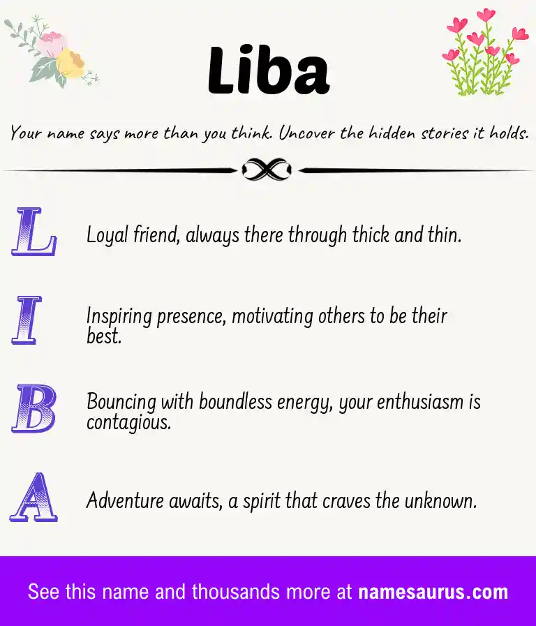 Acrostic poem about Liba.