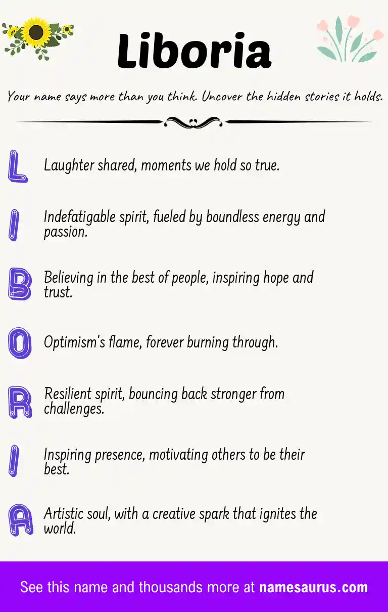 Acrostic poem about Liboria.
