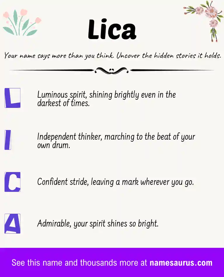 Acrostic poem about Lica.