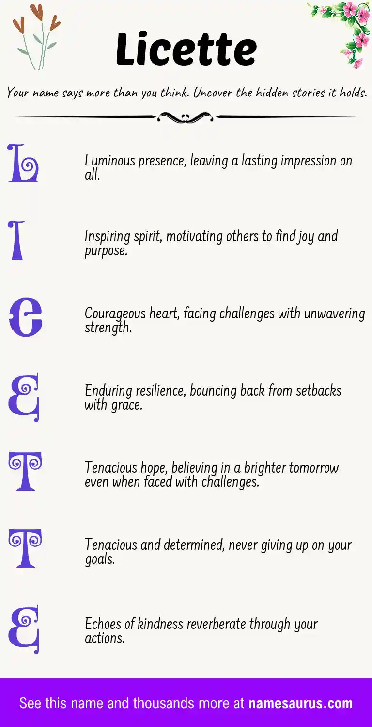 Acrostic poem about Licette.