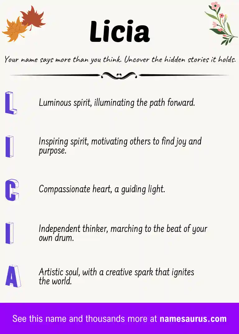 Acrostic poem about Licia.
