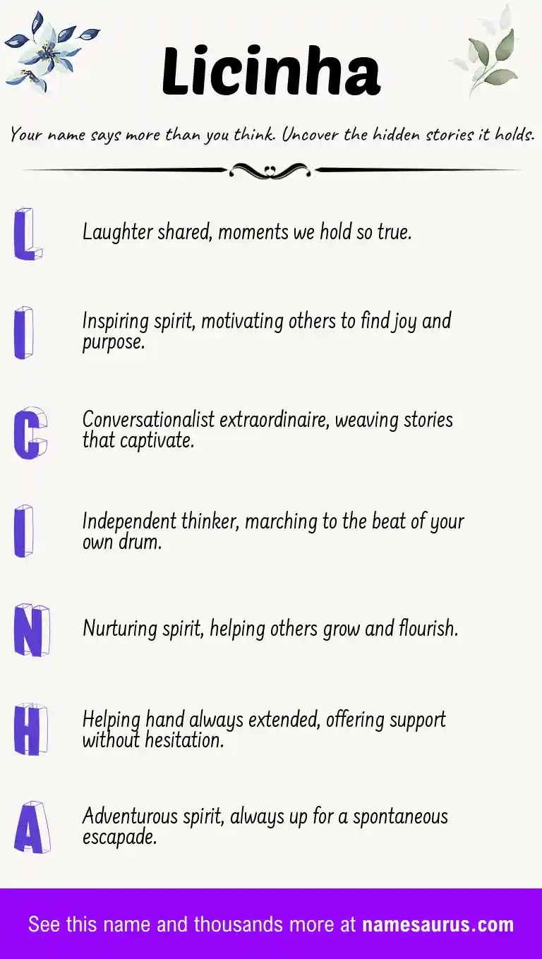 Acrostic poem about Licinha.