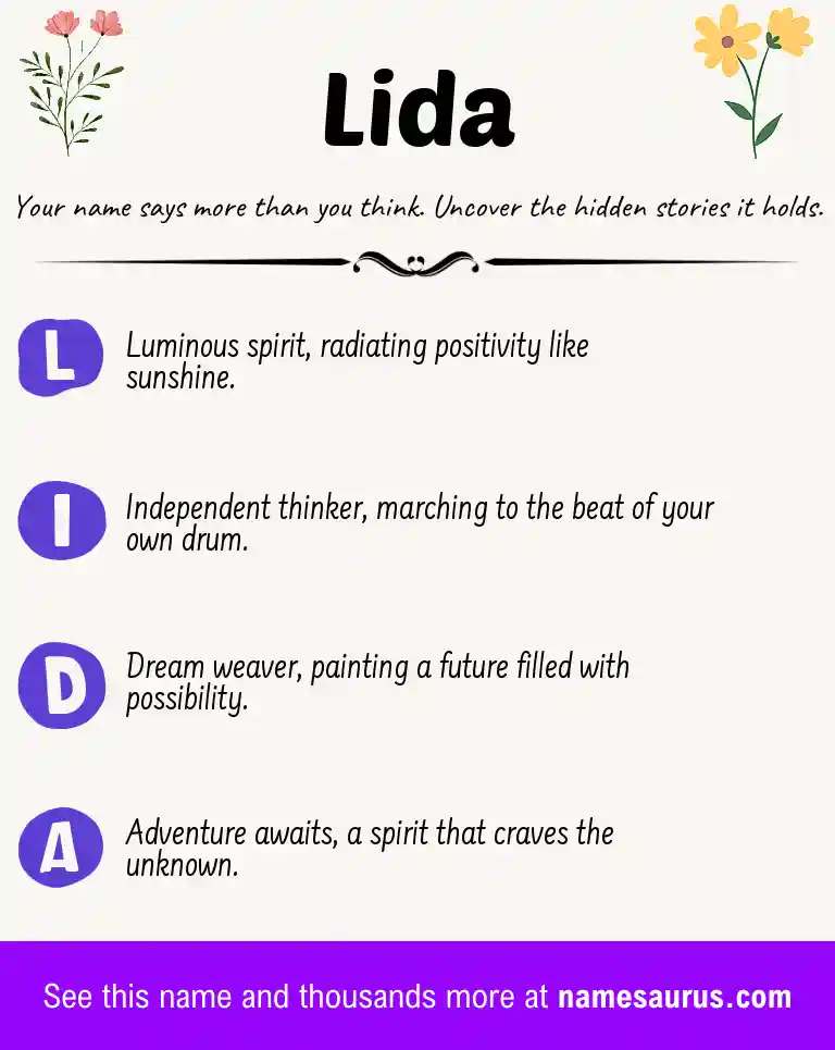 Acrostic poem about Lida.