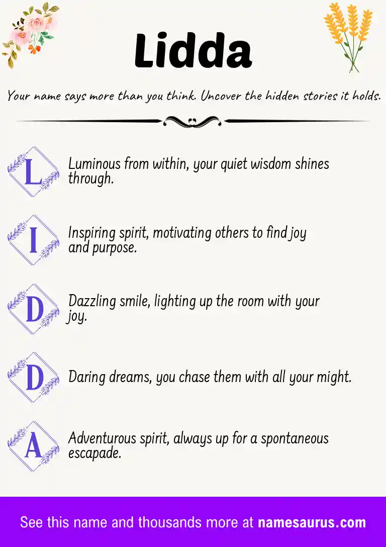 Acrostic poem about Lidda.