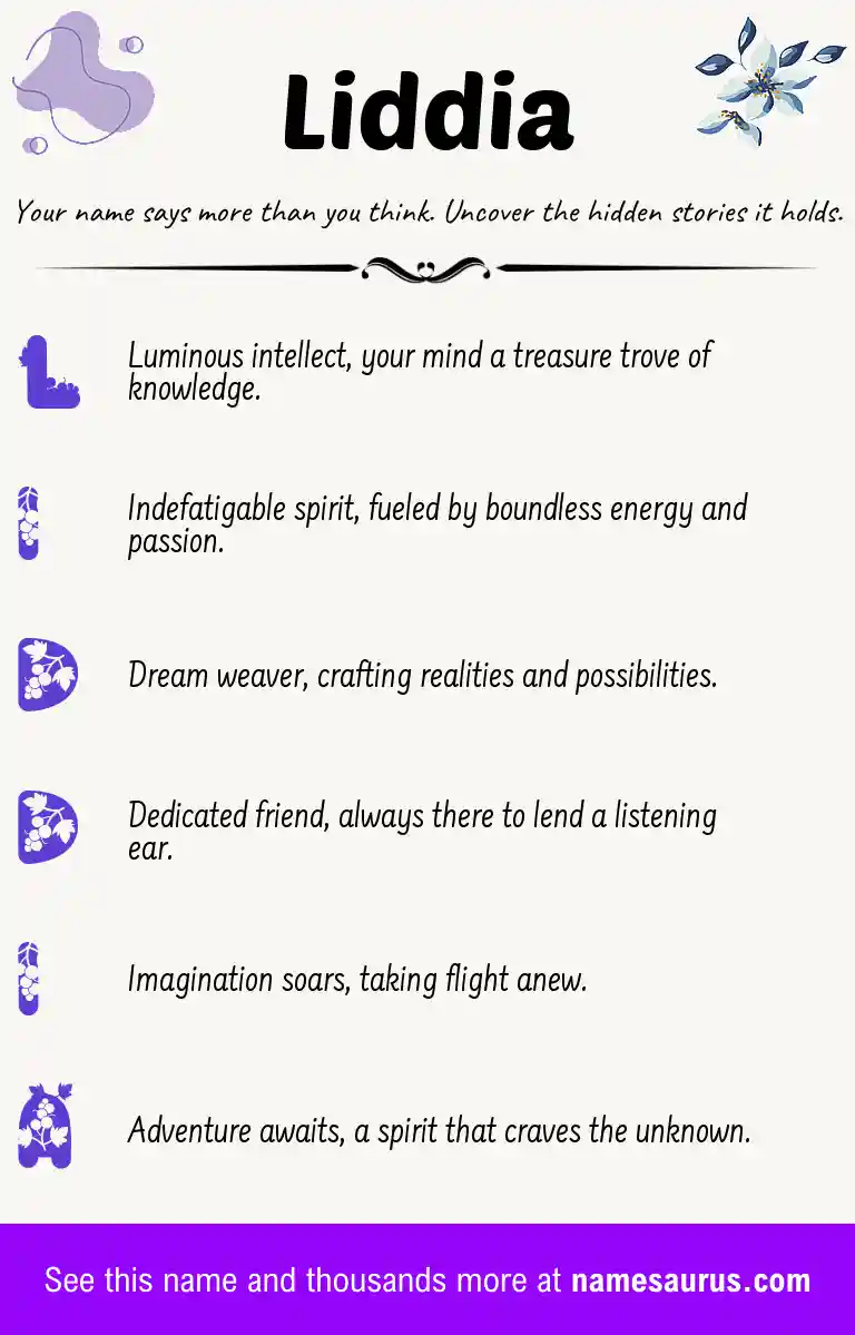 Acrostic poem about Liddia.