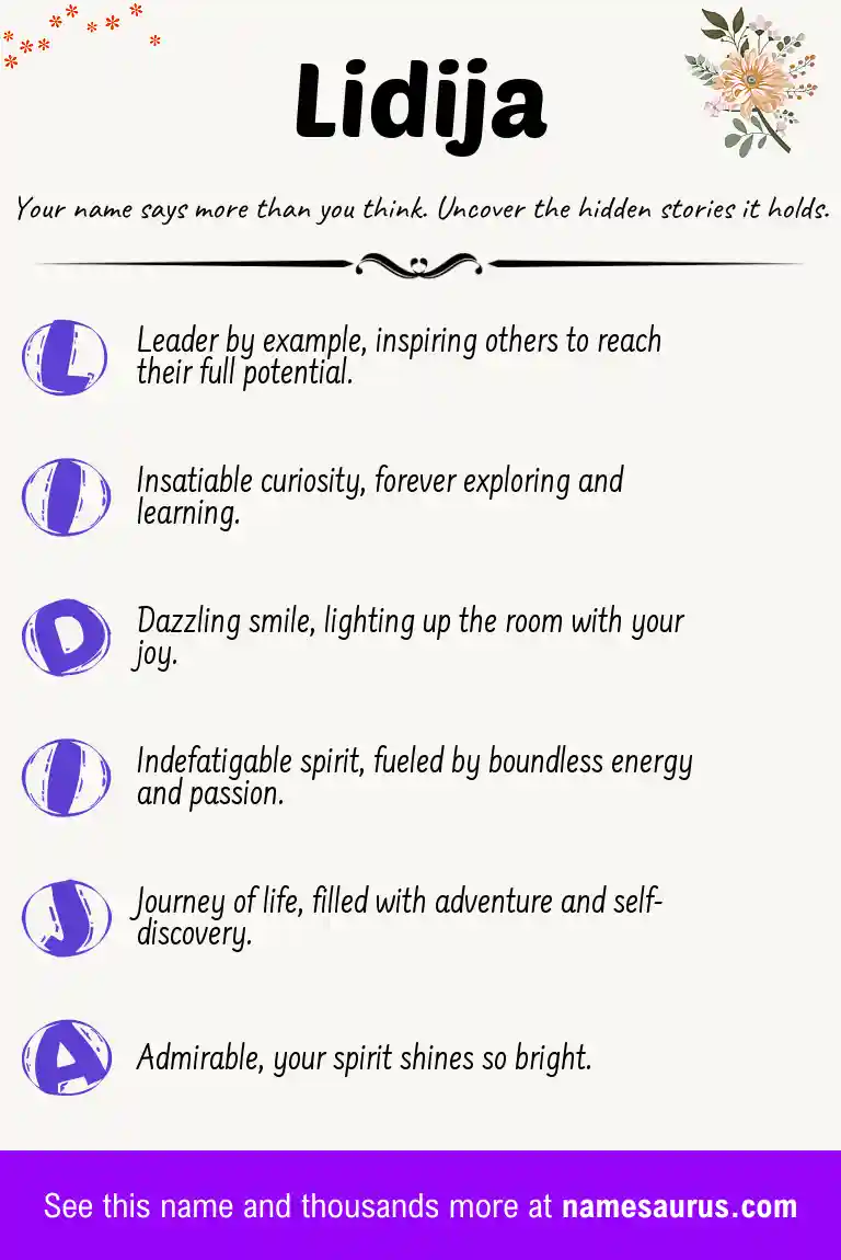 Acrostic poem about Lidija.