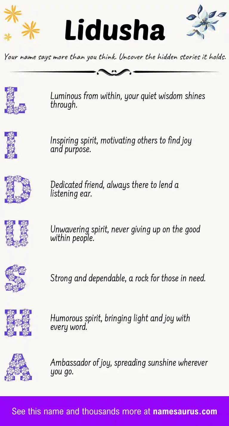 Acrostic poem about Lidusha.