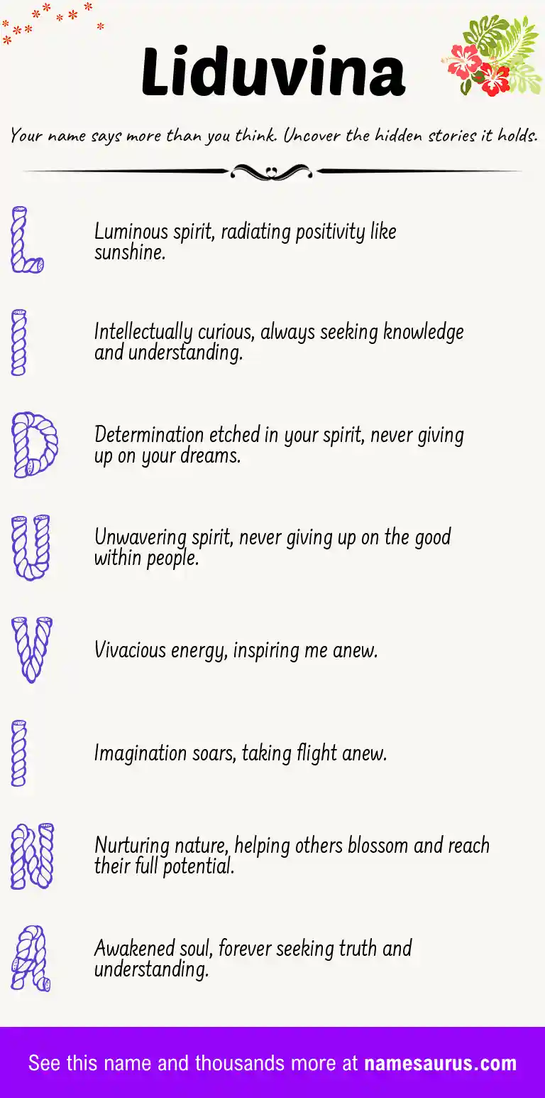 Acrostic poem about Liduvina.