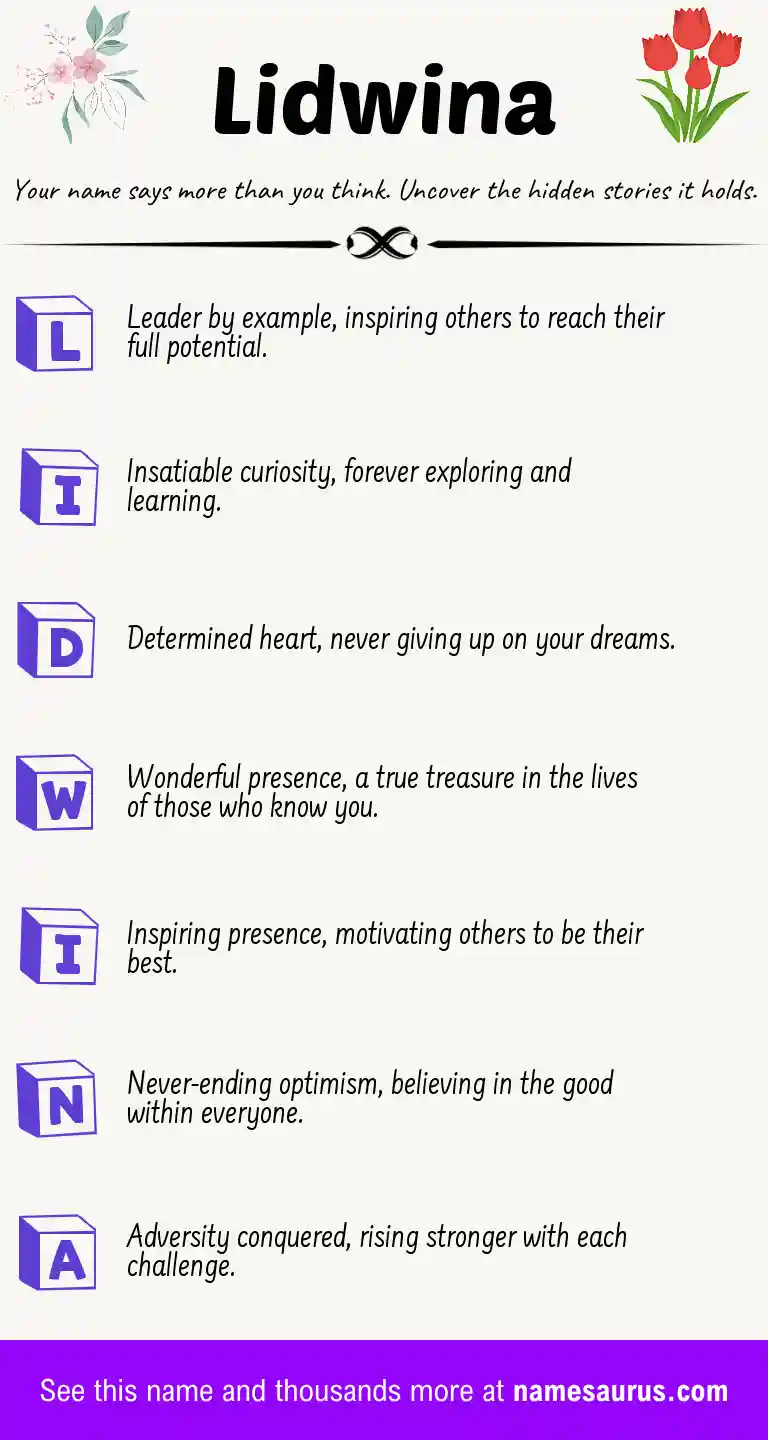 Acrostic poem about Lidwina.