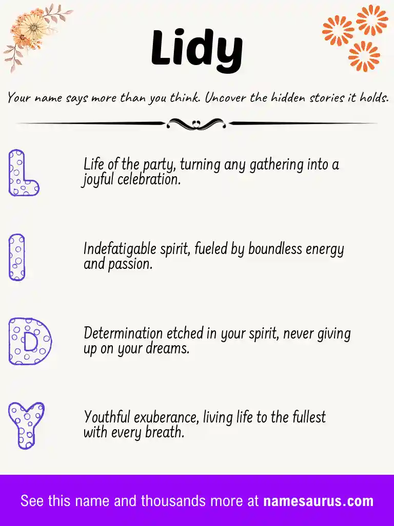 Acrostic poem about Lidy.