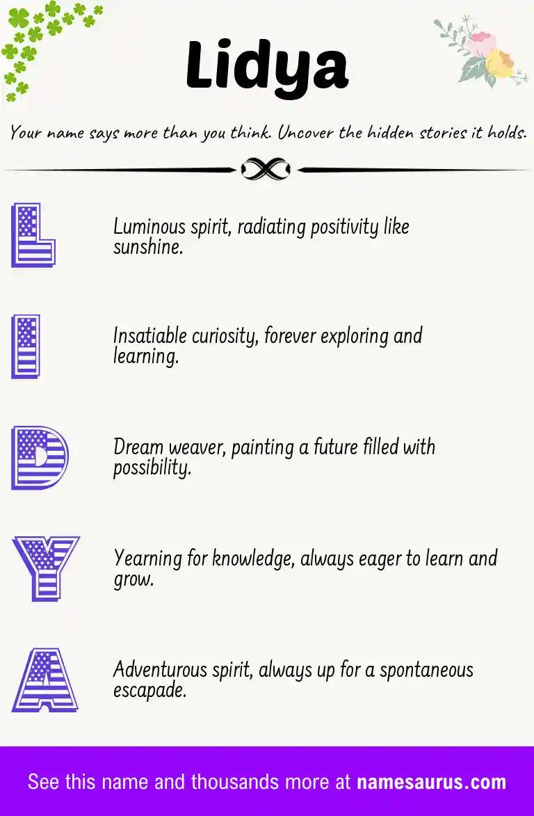 Acrostic poem about Lidya.