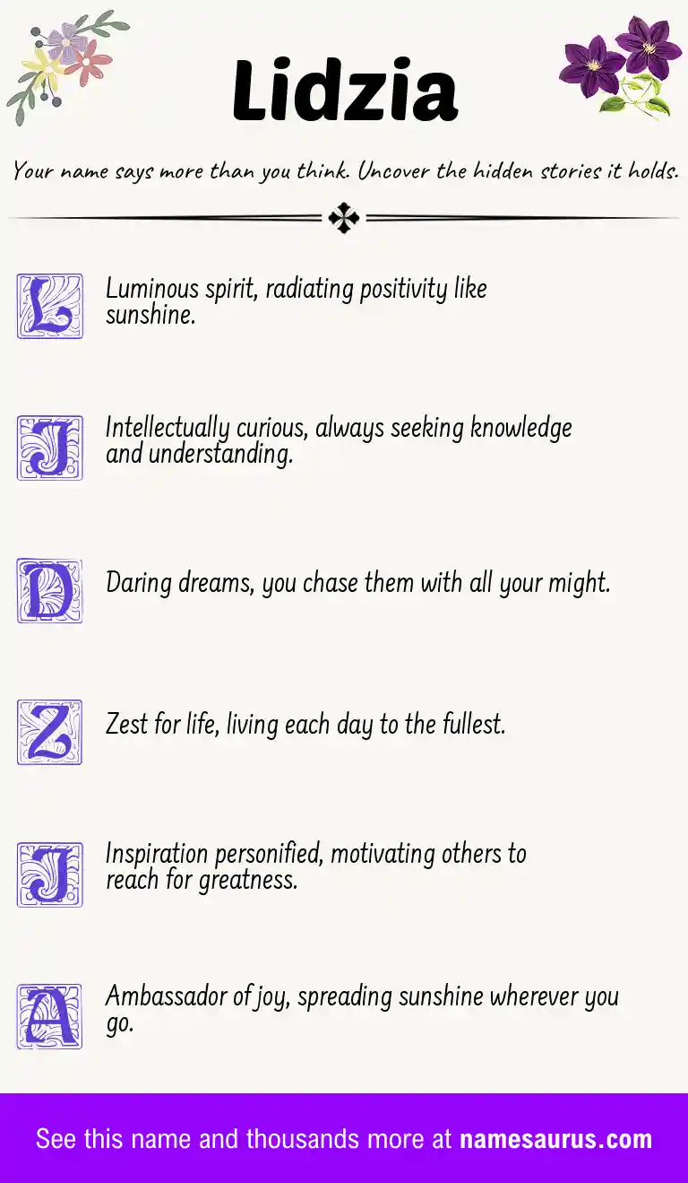 Acrostic poem about Lidzia.