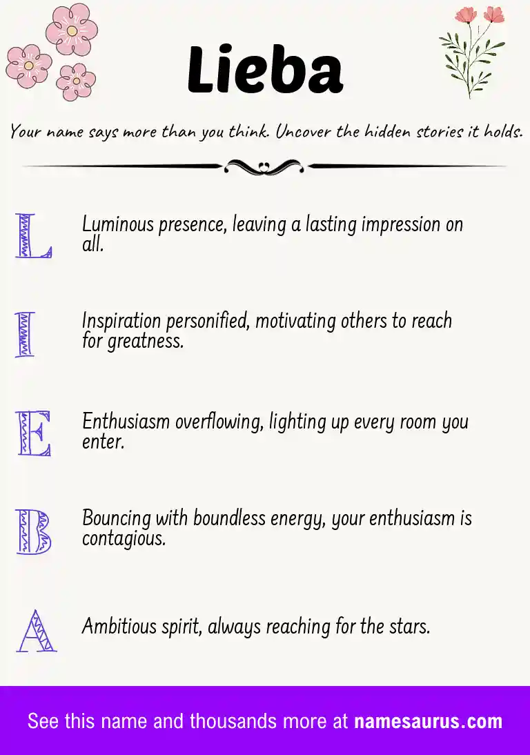 Acrostic poem about Lieba.