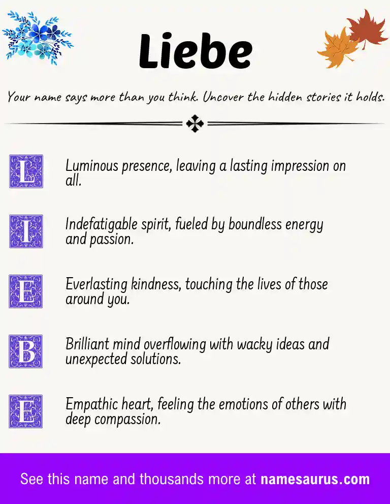 Acrostic poem about Liebe.