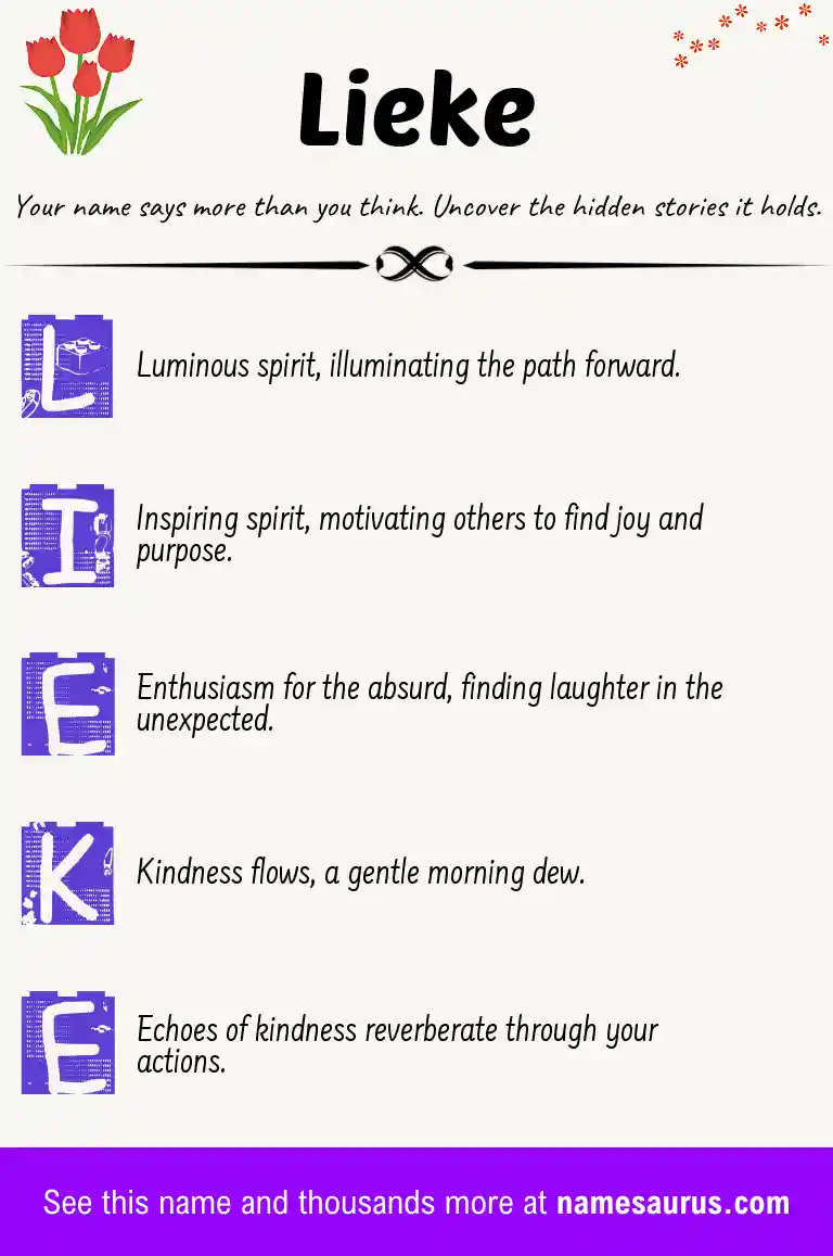 Acrostic poem about Lieke.