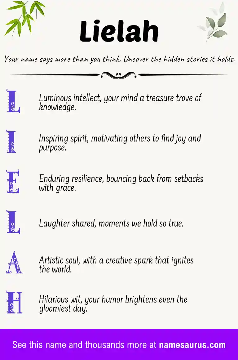 Acrostic poem about Lielah.