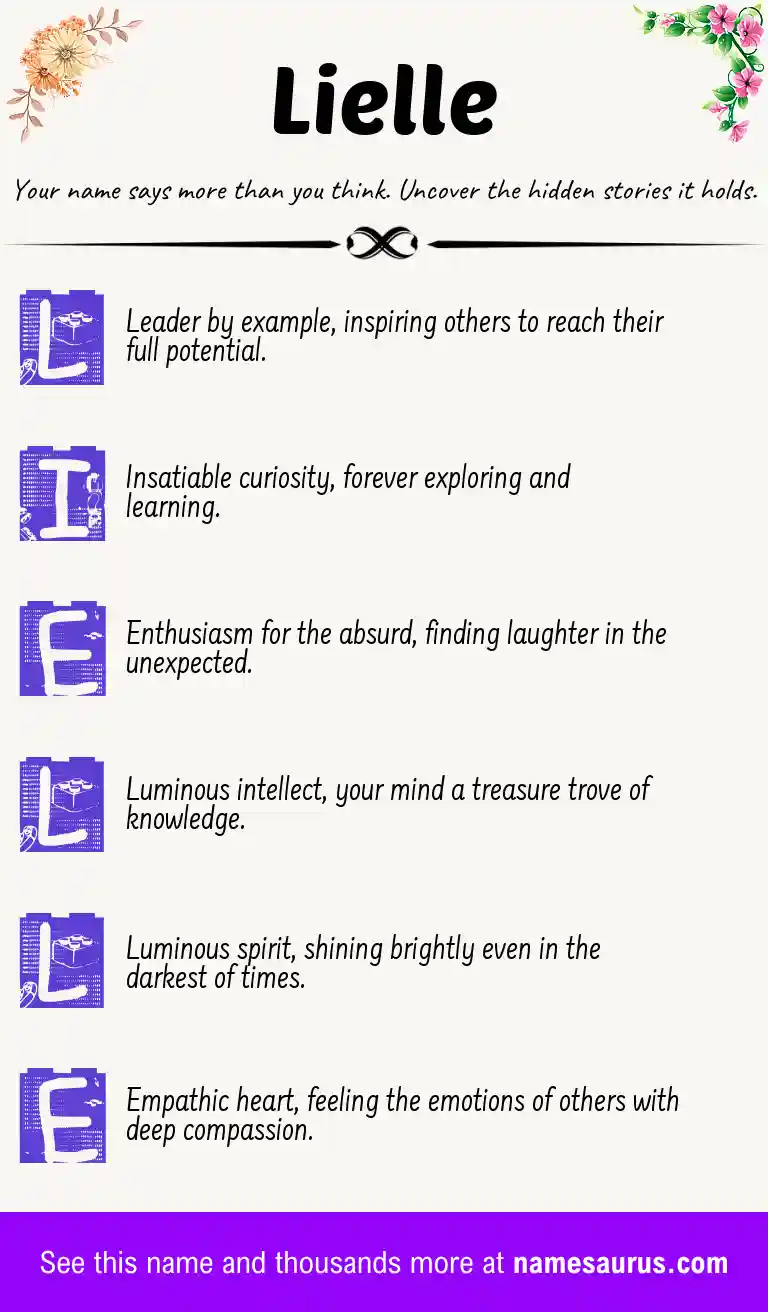 Acrostic poem about Lielle.