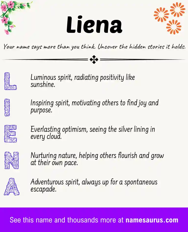 Acrostic poem about Liena.
