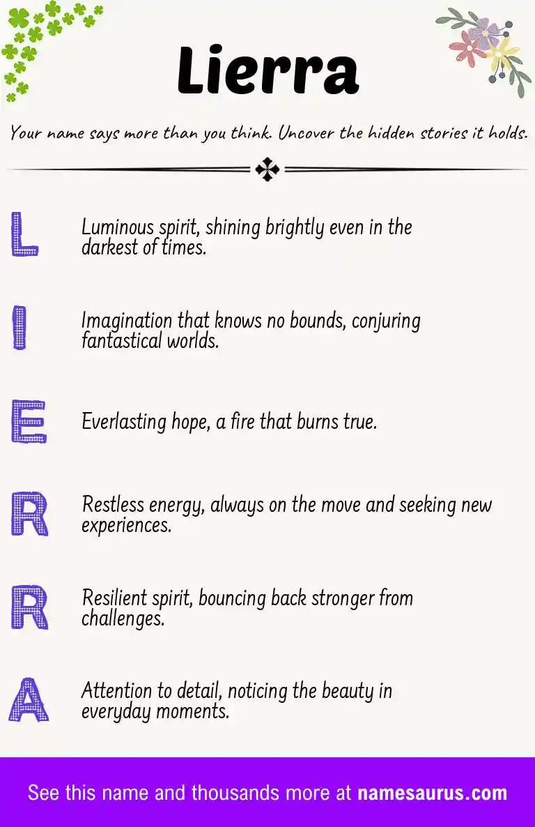 Acrostic poem about Lierra.