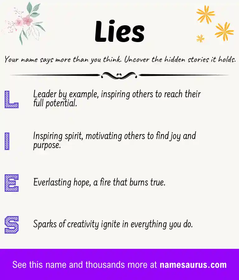Acrostic poem about Lies.