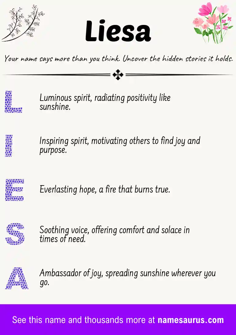Acrostic poem about Liesa.