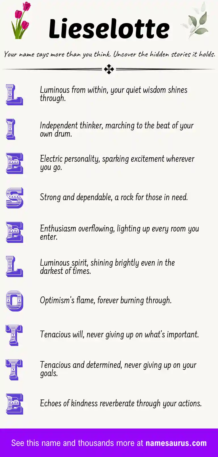 Acrostic poem about Lieselotte.