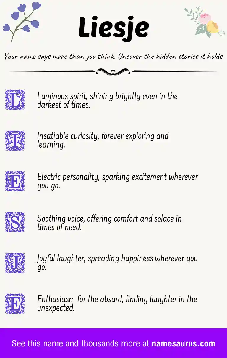 Acrostic poem about Liesje.