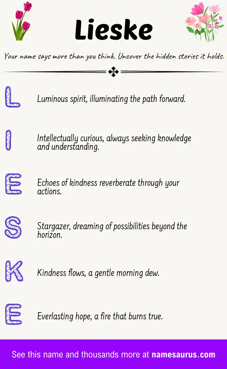 Acrostic poem about Lieske.