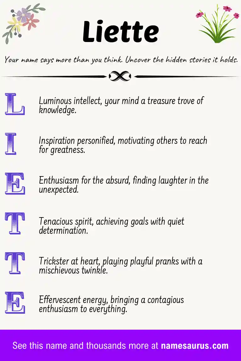 Acrostic poem about Liette.