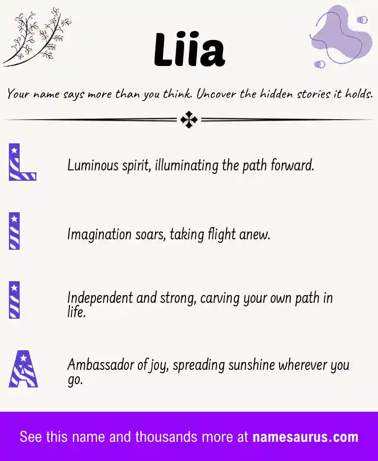 Acrostic poem about Liia.