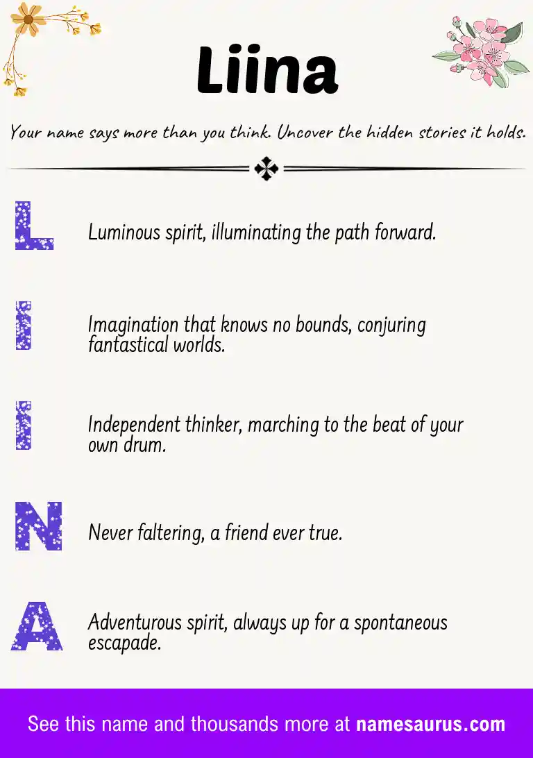 Acrostic poem about Liina.